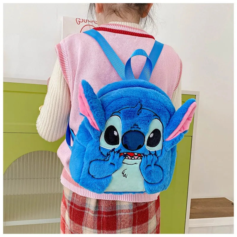 Mochila Infantil Stitch Disney | Bolsa de Pelúcia Fofa para Crianças - EVREN