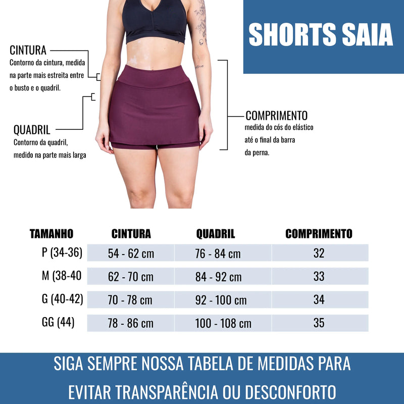 Short Saia Feminino Fitness - Conforto e Estilo para Academia e CrossFit - EVREN