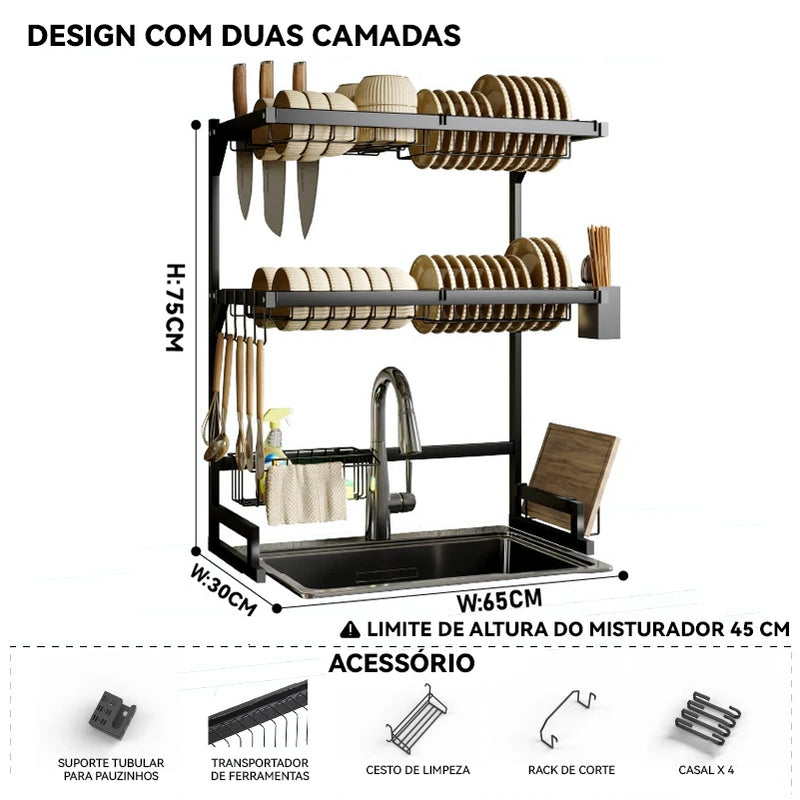 Organizador de Louças para Pia | Prateleira Funcional com Design Moderno e Compacto - EVREN