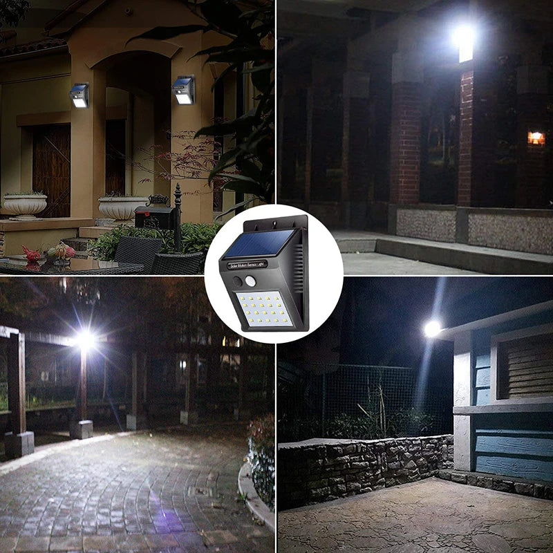 Luminária Solar LED com 20 LEDs | Sensor de Presença e Resistente à Água para Jardim, Garagem e Entrada - EVREN