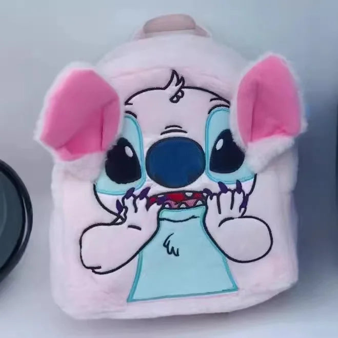 Mochila Infantil Stitch Disney | Bolsa de Pelúcia Fofa para Crianças - EVREN