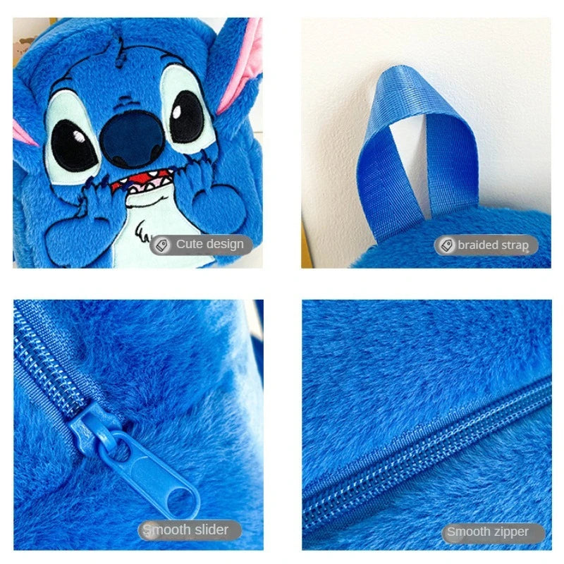 Mochila Infantil Stitch Disney | Bolsa de Pelúcia Fofa para Crianças - EVREN