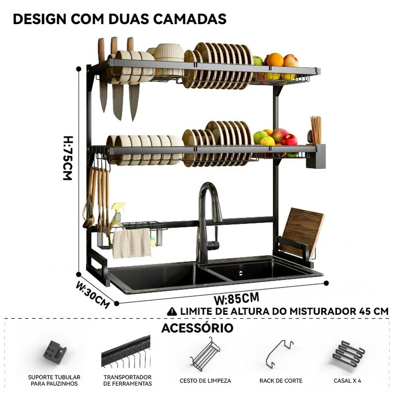 Organizador de Louças para Pia | Prateleira Funcional com Design Moderno e Compacto - EVREN