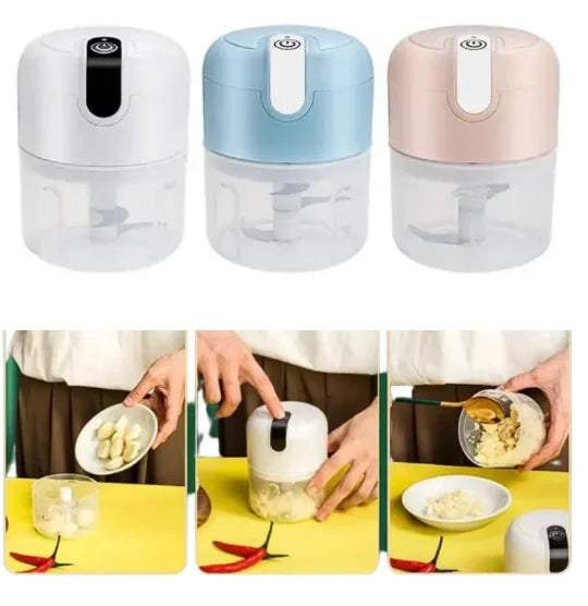 Mini Processador de Alimentos Portátil USB 250ml, 3 Lâminas Afiadas, Compacto e Recarregável - EVREN