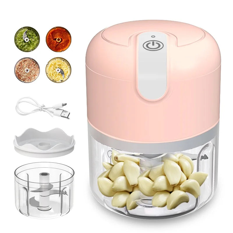 Mini Processador de Alimentos Portátil USB 250ml, 3 Lâminas Afiadas, Compacto e Recarregável - EVREN