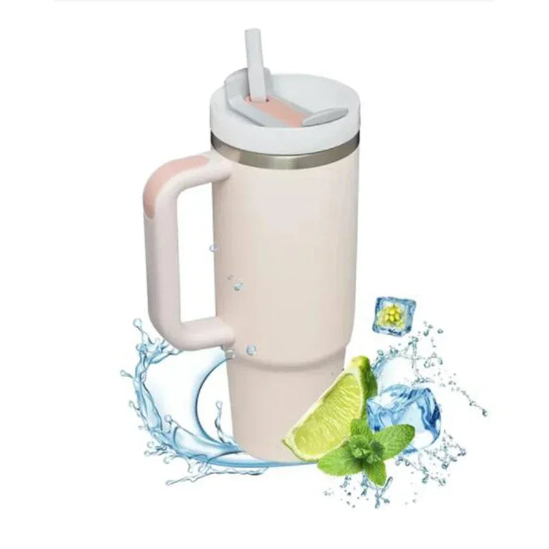 Garrafa Térmica de Aço Inox 304 1200ML com Alça e Canudo – Ideal para Bebidas Frias e Quentes | Perfeita para Esportes e Café - EVREN