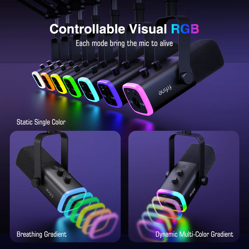 Microfone com braço articulado FIFINE AM8T XLR/USB | Áudio Profissional para Streaming e Podcast - EVREN