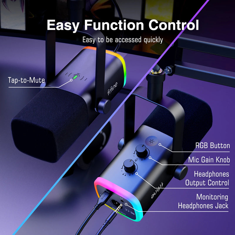 Microfone com braço articulado FIFINE AM8T XLR/USB | Áudio Profissional para Streaming e Podcast - EVREN