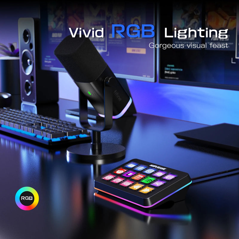 Stream Deck FIFINE D6 com 15 Teclas Macros para OBS, Twitch, YouTube e mais - EVREN