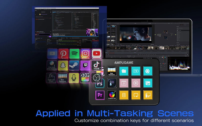 Stream Deck FIFINE D6 com 15 Teclas Macros para OBS, Twitch, YouTube e mais - EVREN