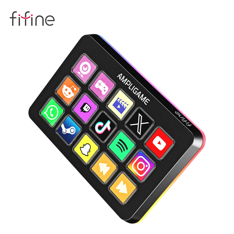 Stream Deck FIFINE D6 com 15 Teclas Macros para OBS, Twitch, YouTube e mais - EVREN