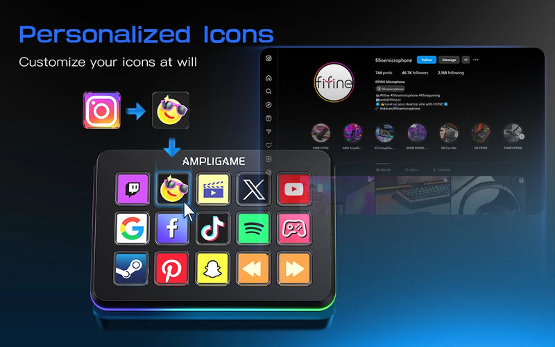 Stream Deck FIFINE D6 com 15 Teclas Macros para OBS, Twitch, YouTube e mais - EVREN