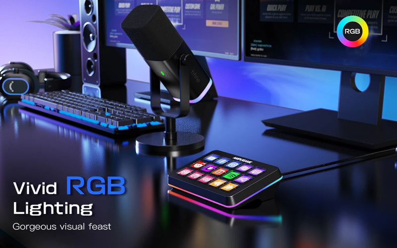 Stream Deck FIFINE D6 com 15 Teclas Macros para OBS, Twitch, YouTube e mais - EVREN