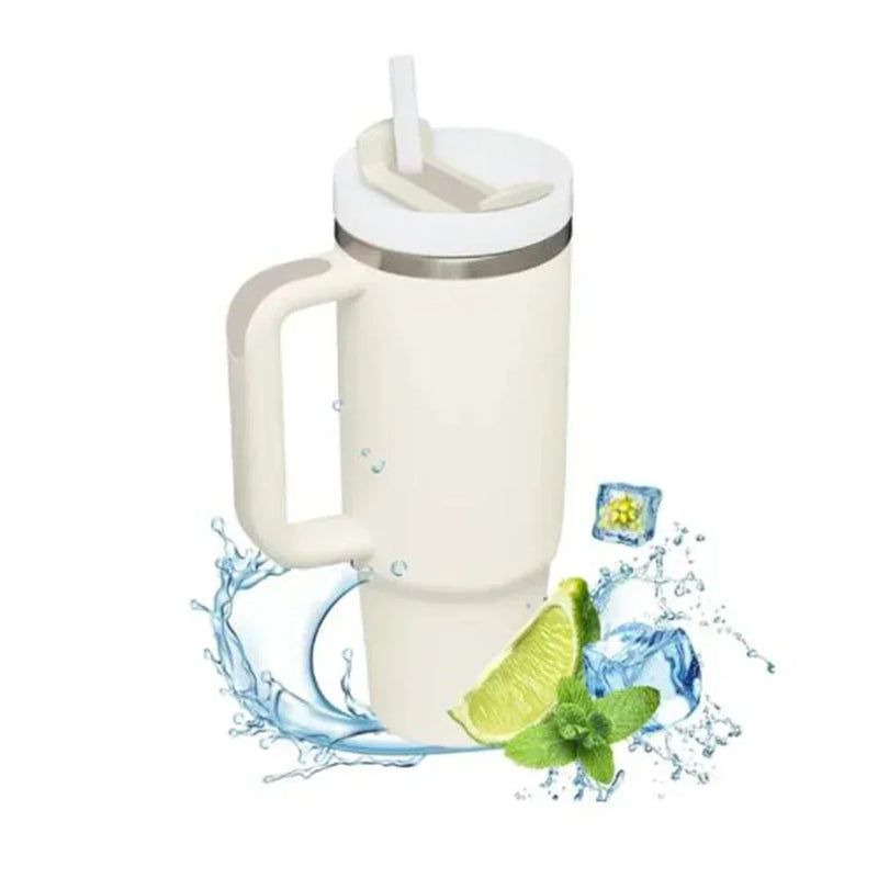 Garrafa Térmica de Aço Inox 304 1200ML com Alça e Canudo – Ideal para Bebidas Frias e Quentes | Perfeita para Esportes e Café - EVREN