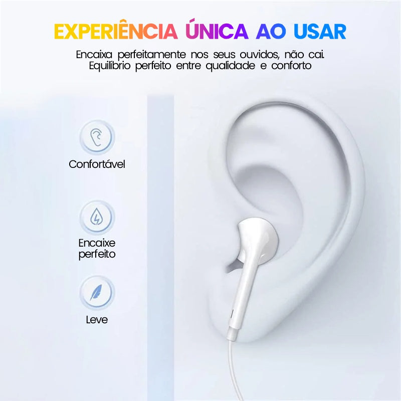 Fones de Ouvido In-Ear 3.5mm com Microfone | Controle por Fio, Chamadas Hands-Free e Música para Esportes e Tablets - EVREN