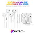 Fones de Ouvido In-Ear 3.5mm com Microfone | Controle por Fio, Chamadas Hands-Free e Música para Esportes e Tablets - EVREN