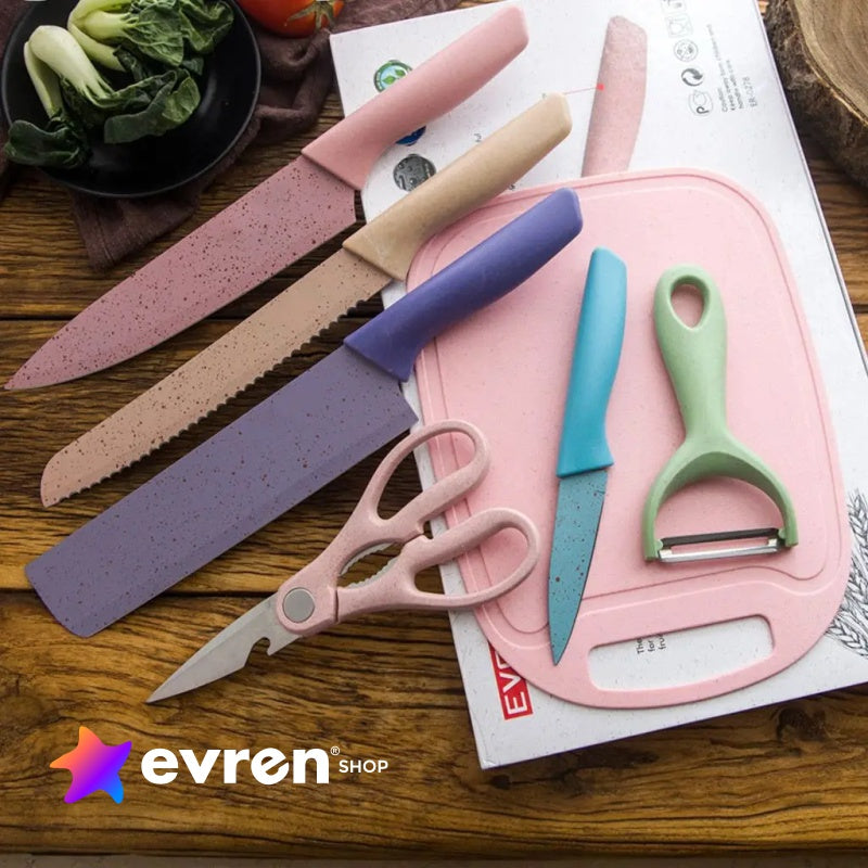 Jogo de Facas para Cozinha com 6, 8 ou 12 Peças | Lâminas Afiadas em Aço Inoxidável e Design Moderno - EVREN