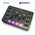 Mixer de Áudio FIFINE SC3 RGB | 4 Canais com Interface XLR para Microfone, Ideal para Streaming, Podcasts e Games - EVREN