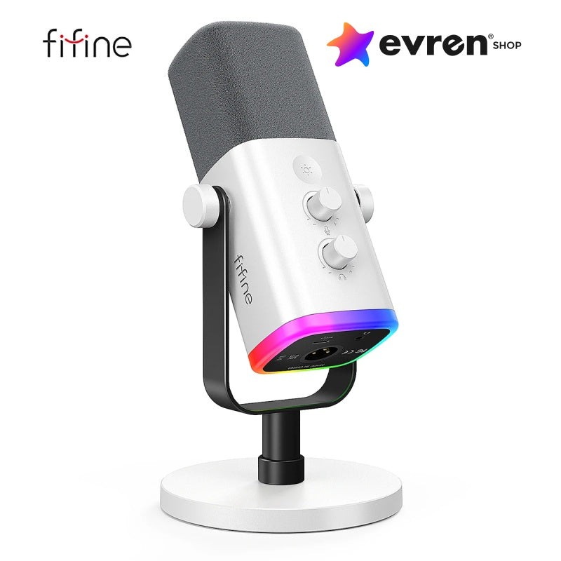 Microfone Dinâmico FIFINE AM8 USB/XLR RGB p/ Streaming e Gaming - EVREN