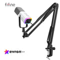 Microfone com braço articulado FIFINE AM8T XLR/USB | Áudio Profissional para Streaming e Podcast - EVREN