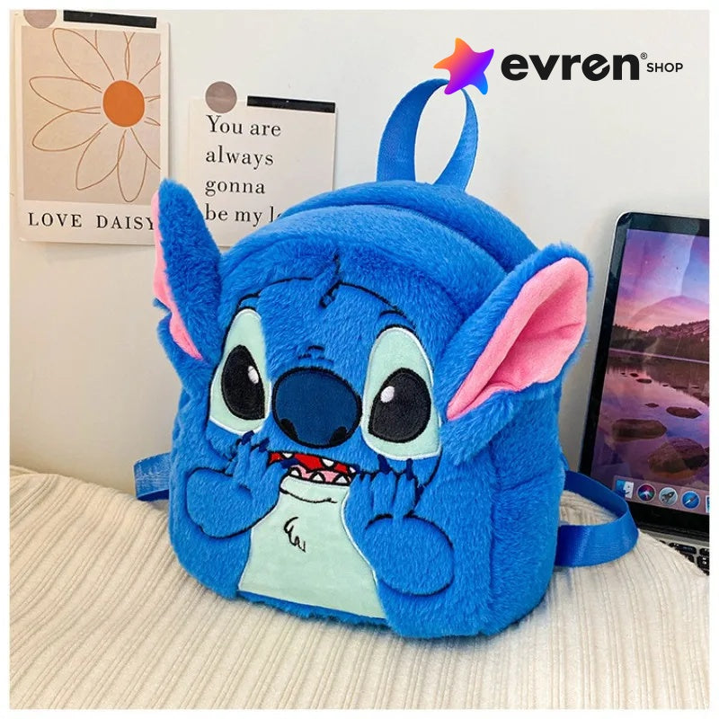 Mochila Infantil Stitch Disney | Bolsa de Pelúcia Fofa para Crianças - EVREN