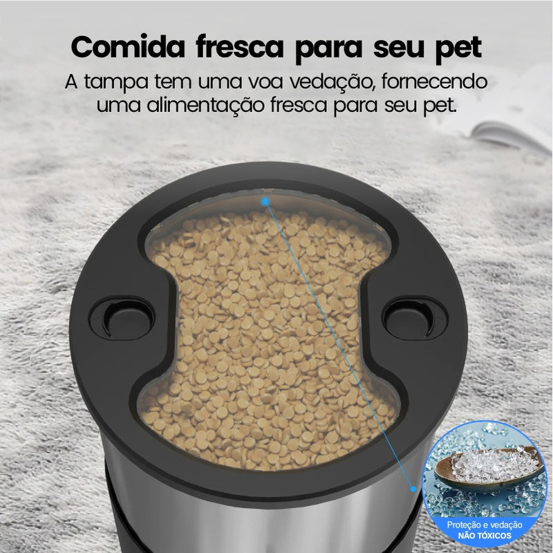 Alimentador automático inteligente 5L com Wi-Fi | Tigela inox, controle por APP, gravação de voz e alimentação programável para cães e gatos - EVREN