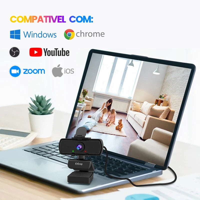 Webcam Full HD 1440p com Microfone Integrado e Tripé FIFINE K420 | Ideal para Home Office, Streams, Videochamadas e Conferências - EVREN