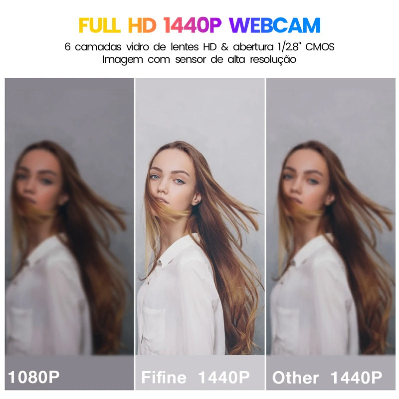 Webcam Full HD 1440p com Microfone Integrado e Tripé FIFINE K420 | Ideal para Home Office, Streams, Videochamadas e Conferências - EVREN