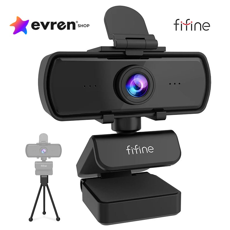 Webcam Full HD 1440p com Microfone Integrado e Tripé FIFINE K420 | Ideal para Home Office, Streams, Videochamadas e Conferências - EVREN
